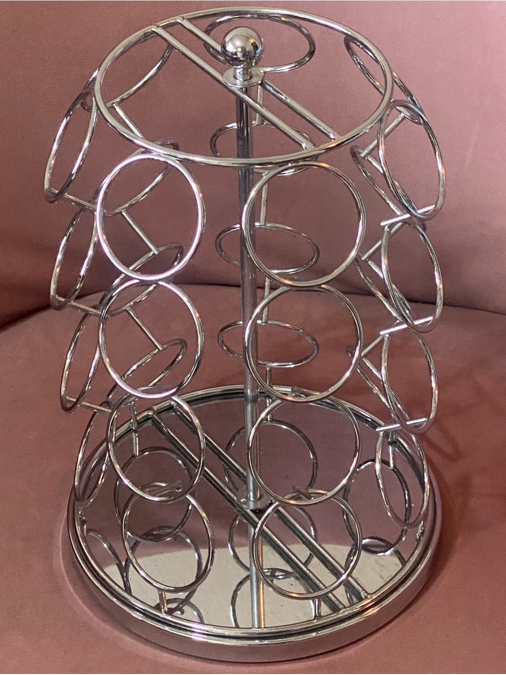 Chrome Metal Ring Coffee Pod Carousel - Silver